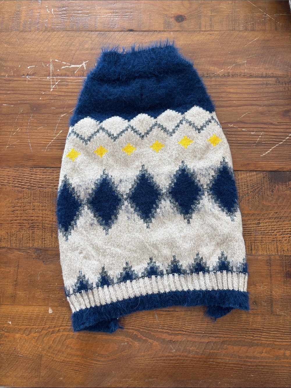 DOG Cozy Navy & Cream Diamond Knit Sweater Vest